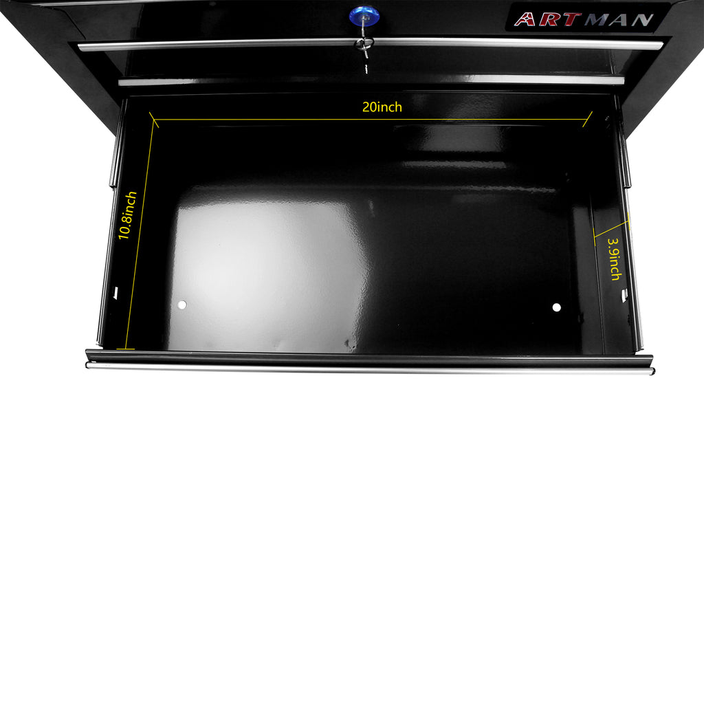 Black 5-drawer tool cart workshop organizer full view