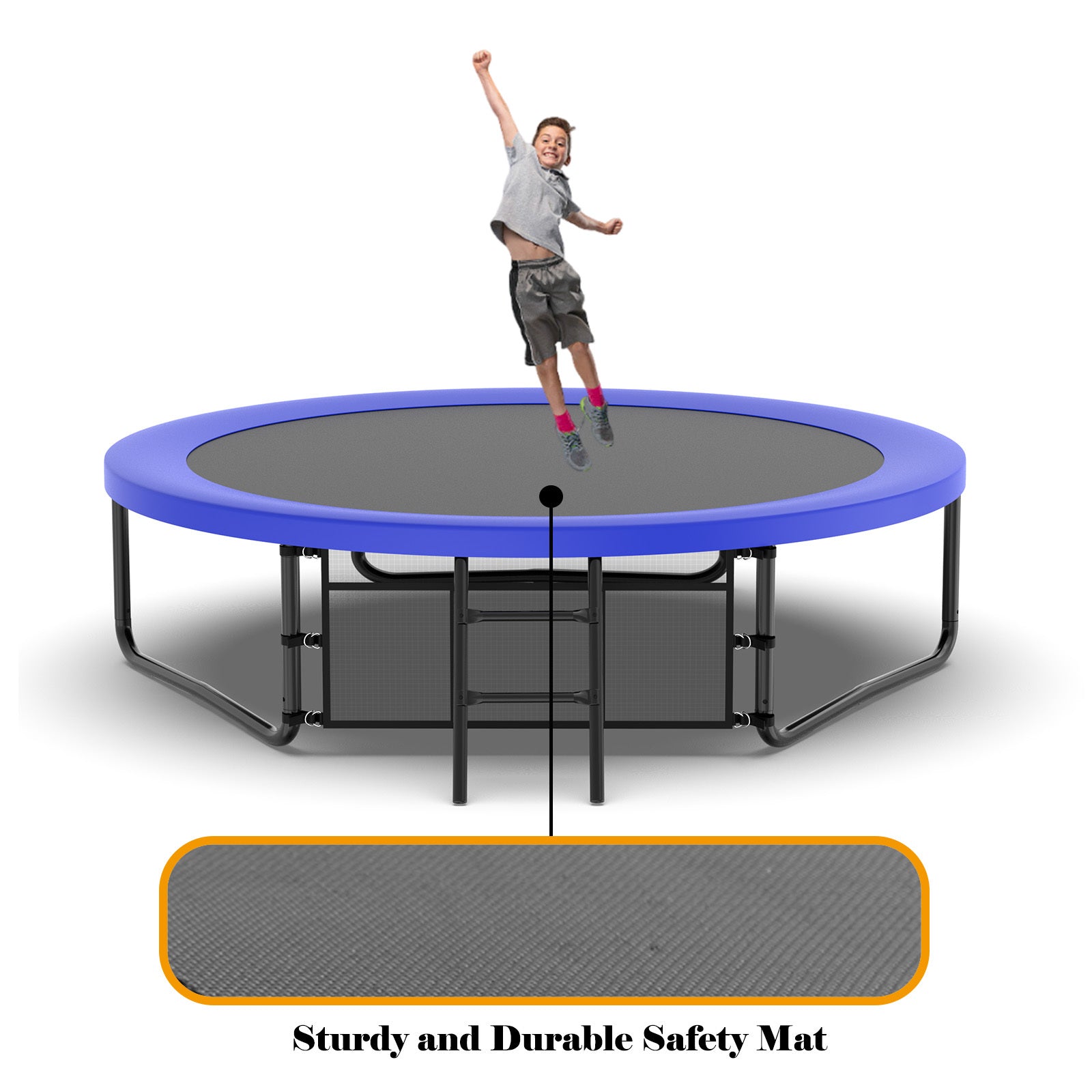 Blue outdoor pumpkin trampoline complete backyard setup product photo