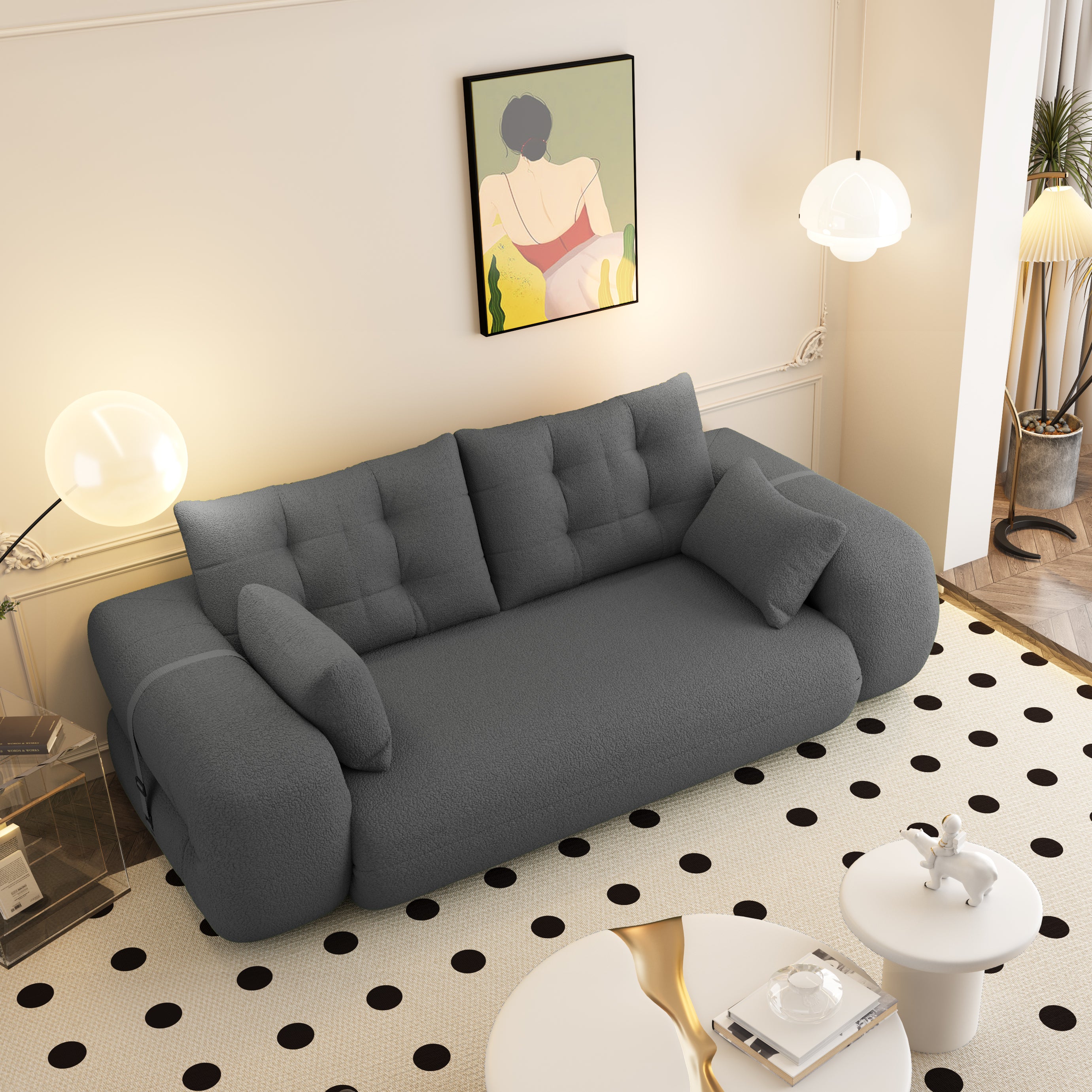 Convertible sofa bed expanded to sleeper mode