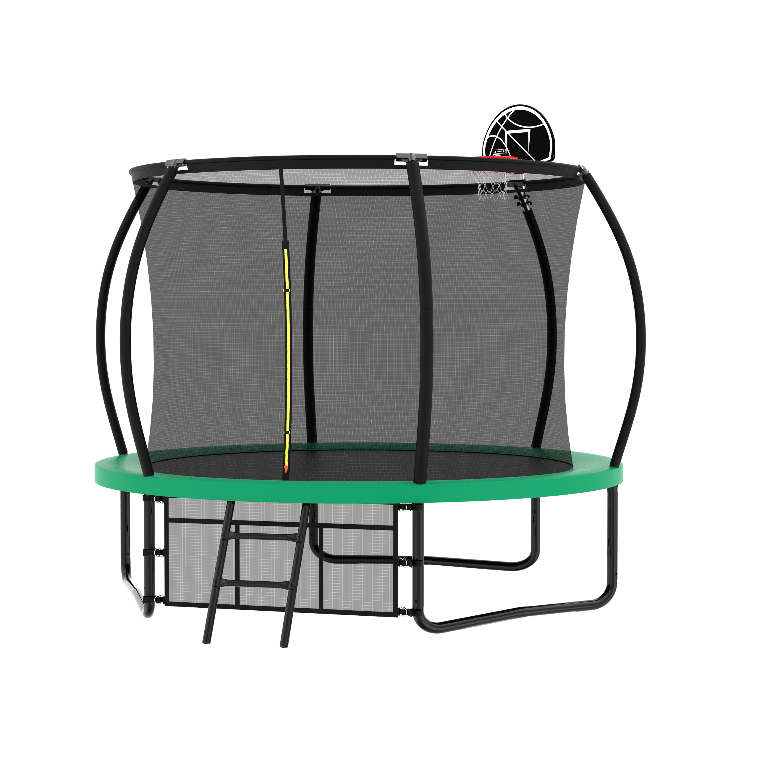 Outdoor pumpkin trampoline safety enclosure net — angle view