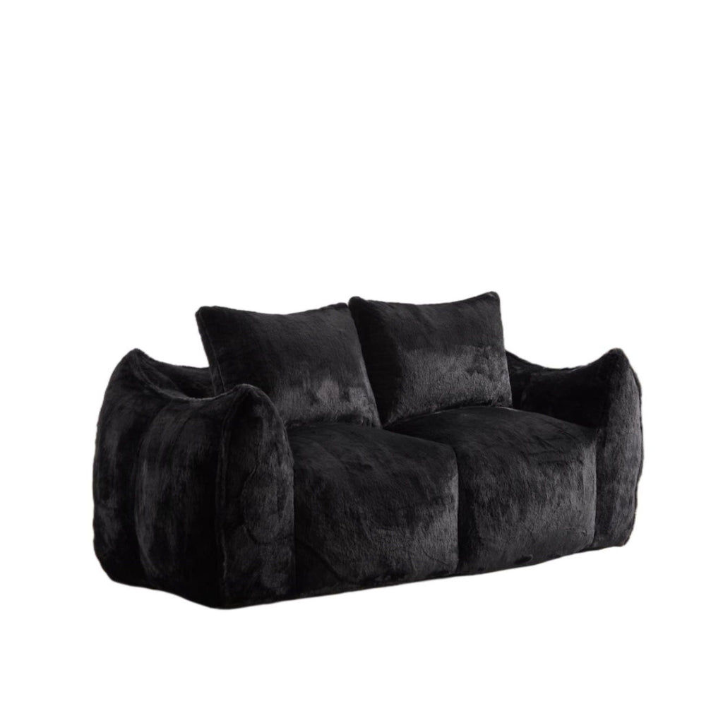 Giant Bean Bag Couch for Adults, Ultra Soft Fluffy Loveseat Bean Bag Sofa, Oversized Chase Lounge Chair Indoor for Living Room Bedroom, No Assembly Required Cozy Reading Chair with Pillows, White