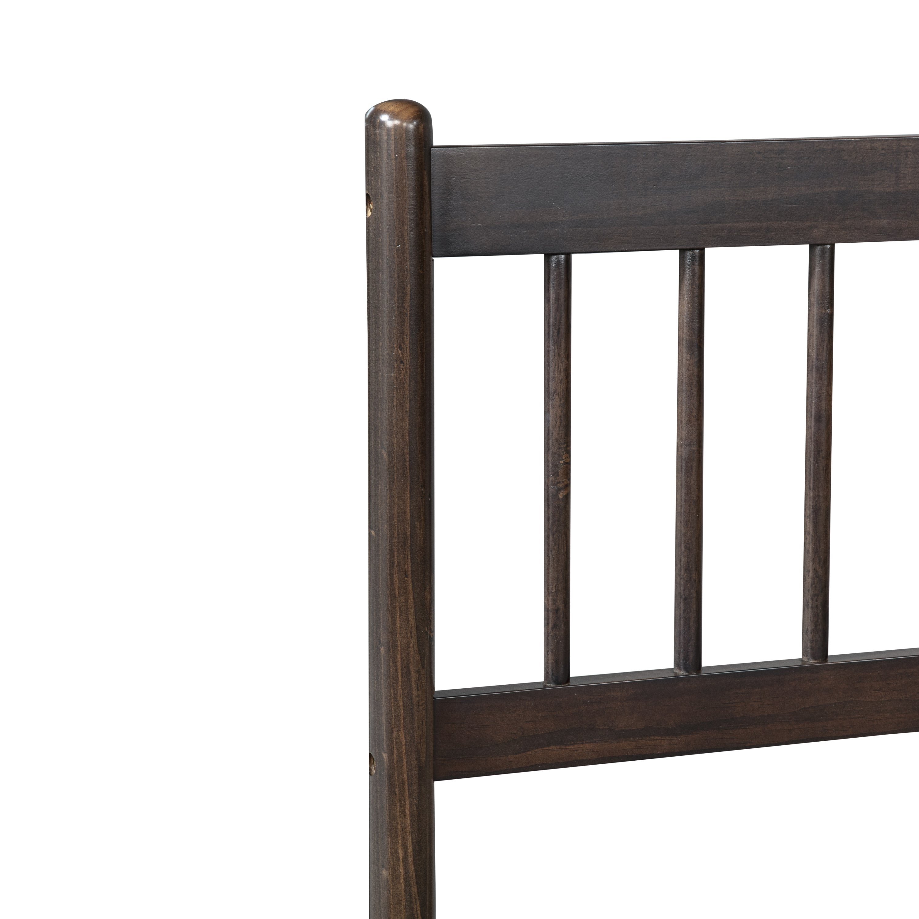 Traditional Style Queen Size Bed with Headboard and Footboard, Pinewood Bed with Strengthened Bed Frame ,Walnut