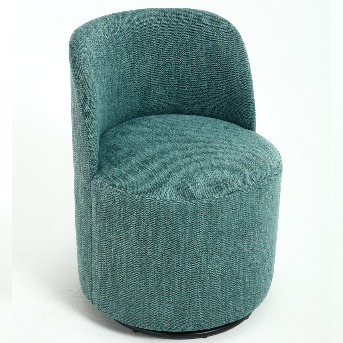 Set Of 1 Upholstered Kitchen & Dining Room Barrel Chair, Mid Century Modern Round Linen Dining Chair, 360 Degree Swivel Comfy Armless Accent Makeup Vanity Side Chair for Bedroom Living Room