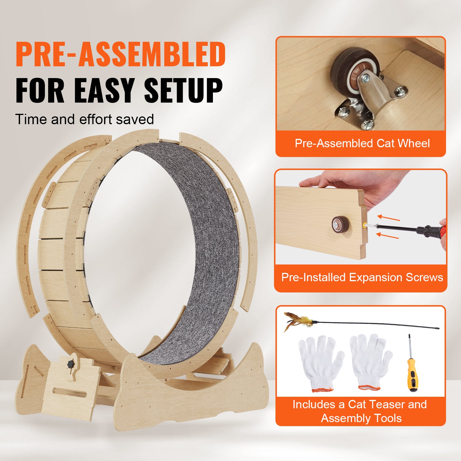 Widened base stability feature on cat wheel