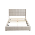 Beige Solid Wood Platform Bed Frame with Headboard, Queen Size, No Box Spring Needed, Easy Assembly, Floor-standing Design