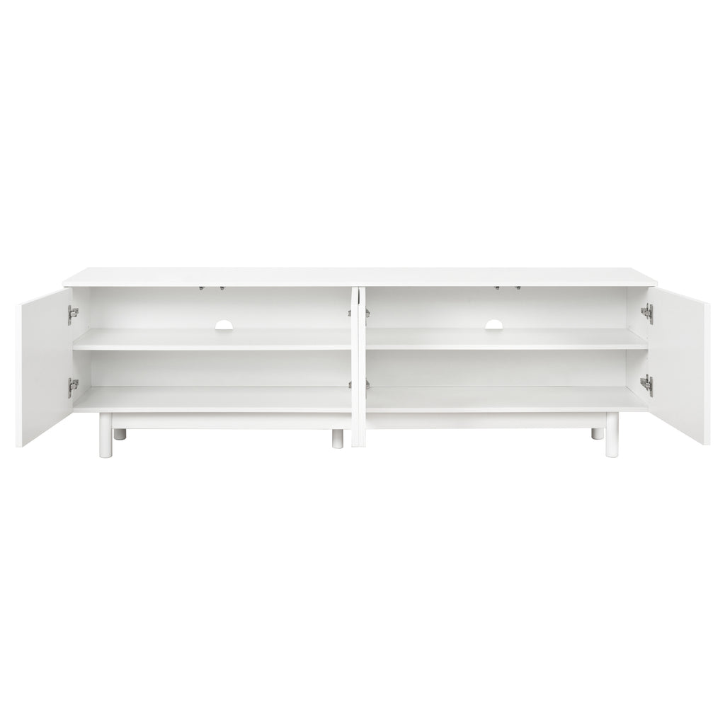 Living room white TV stand side profile