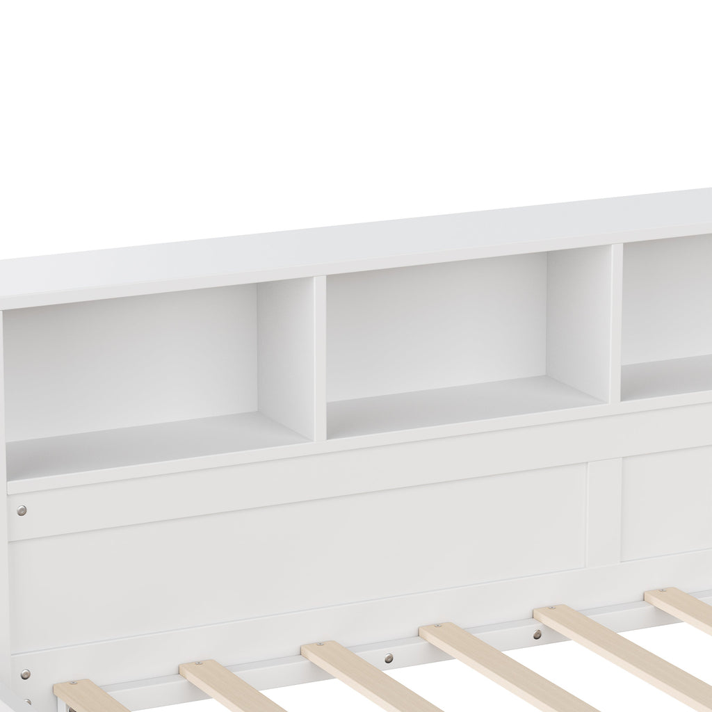 Twin Size Day Bed for 2, L- Shape Twin Size Bed Frame with Storage 3 Drawers, Wooden Corner Bed with Bookshelf, Corner Bed Frame For Bedroom, Living Room,Grey