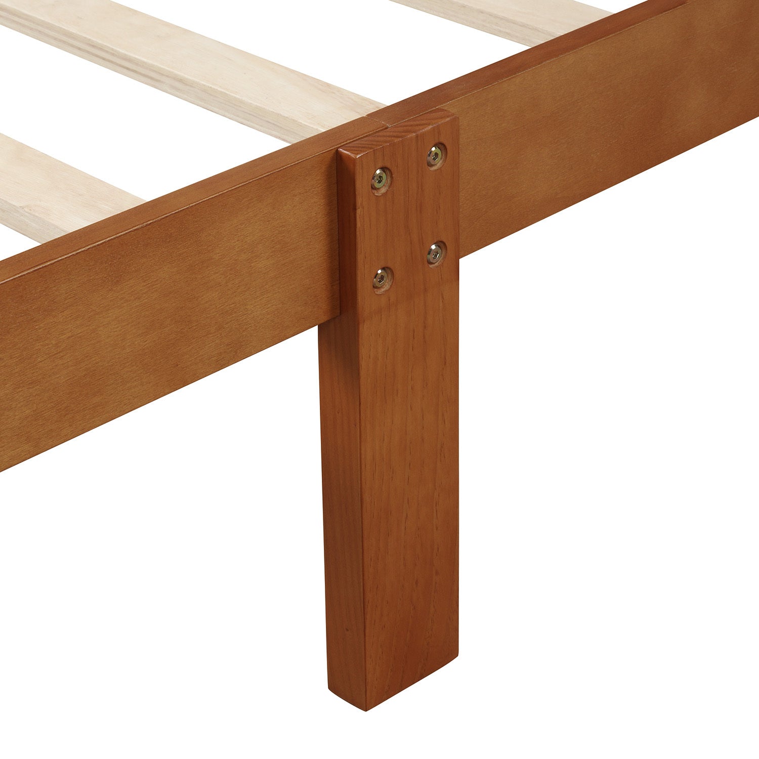 Oak sleigh bed frame angle with footboard