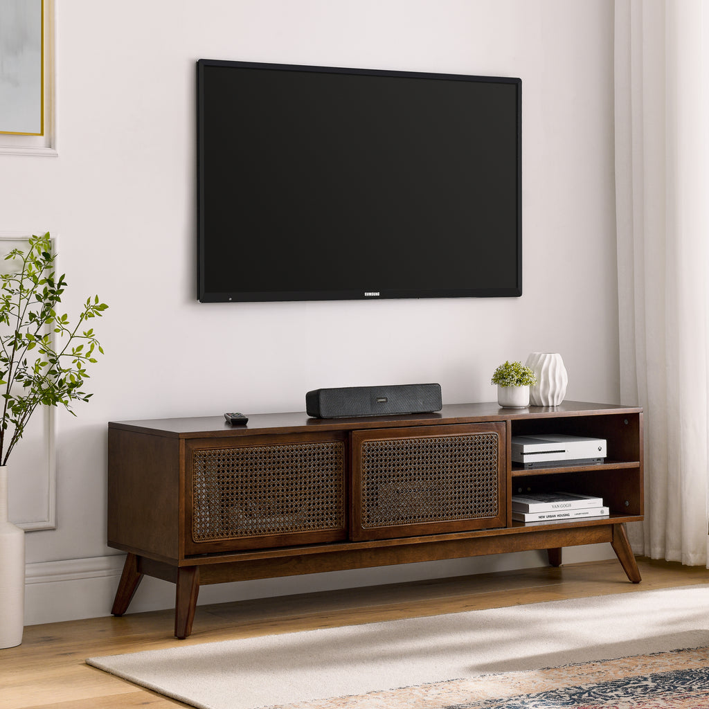 Mid-century modern media console for TVs up to 65 inches