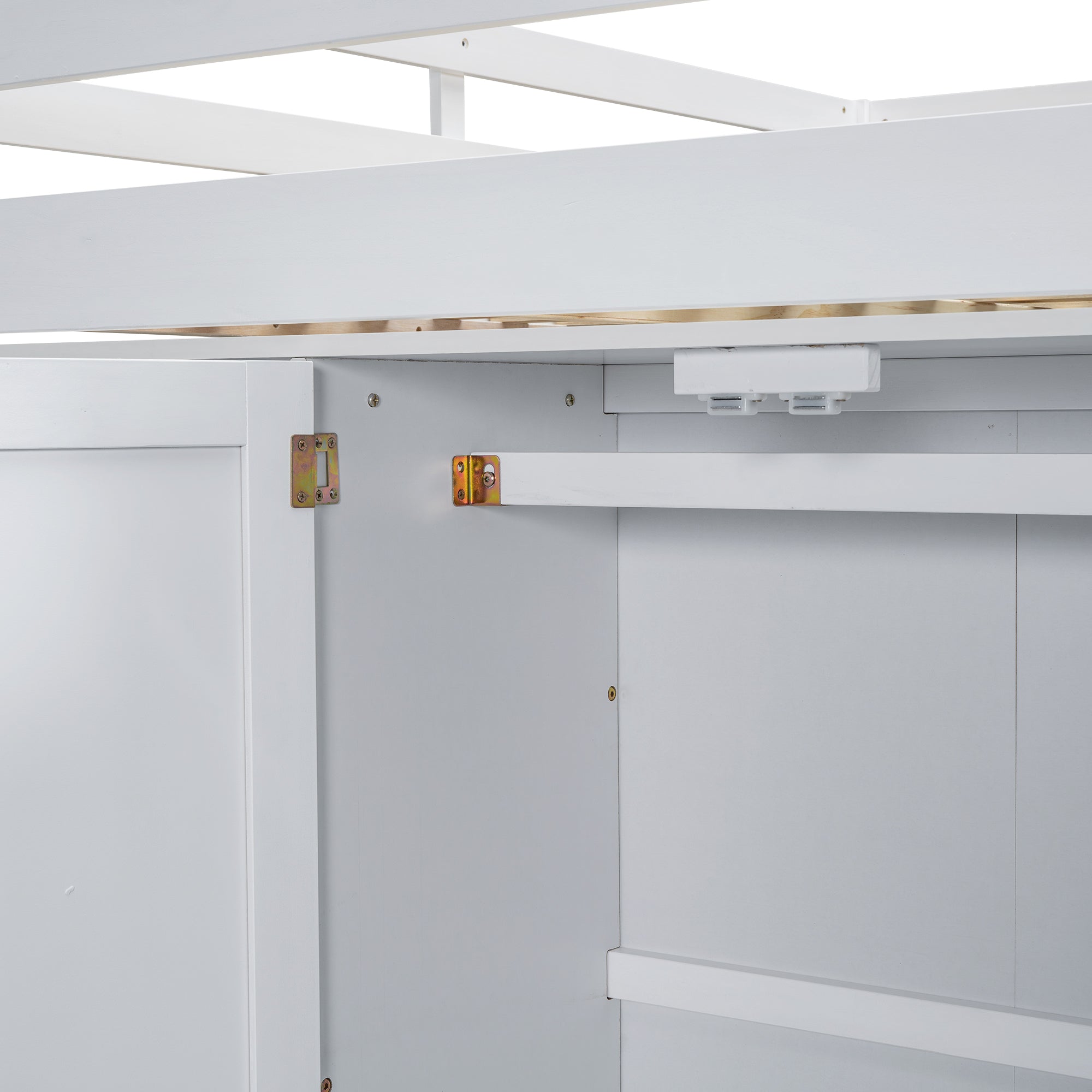 Full Size Loft Bed with Wardrobe, Desk & Storage Drawers — Pine Wood