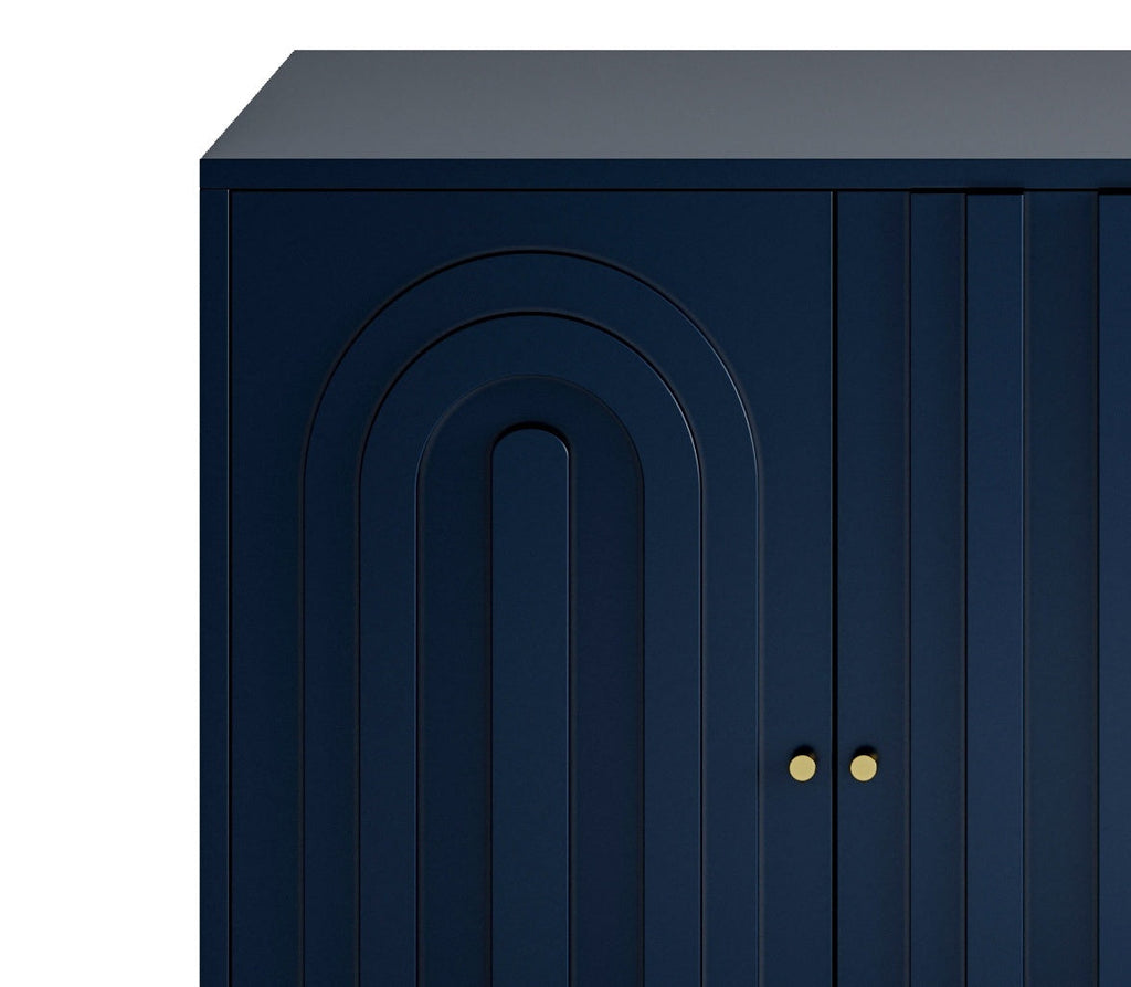 60" 4-Door Lacquered Sideboard — Gold Metal Legs & Knobs