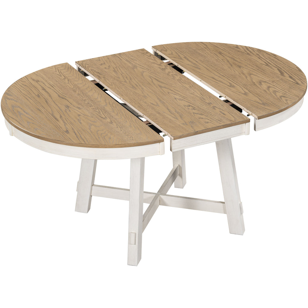 Farmhouse extendable dining table expanded 58 inch length view