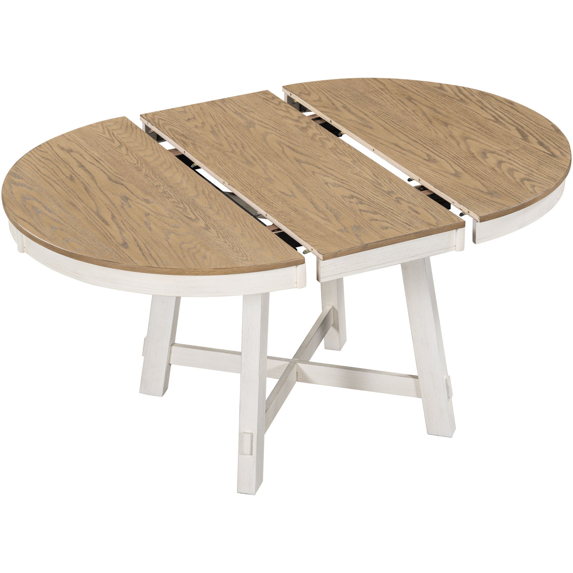 Farmhouse extendable dining table expanded 58 inch length view