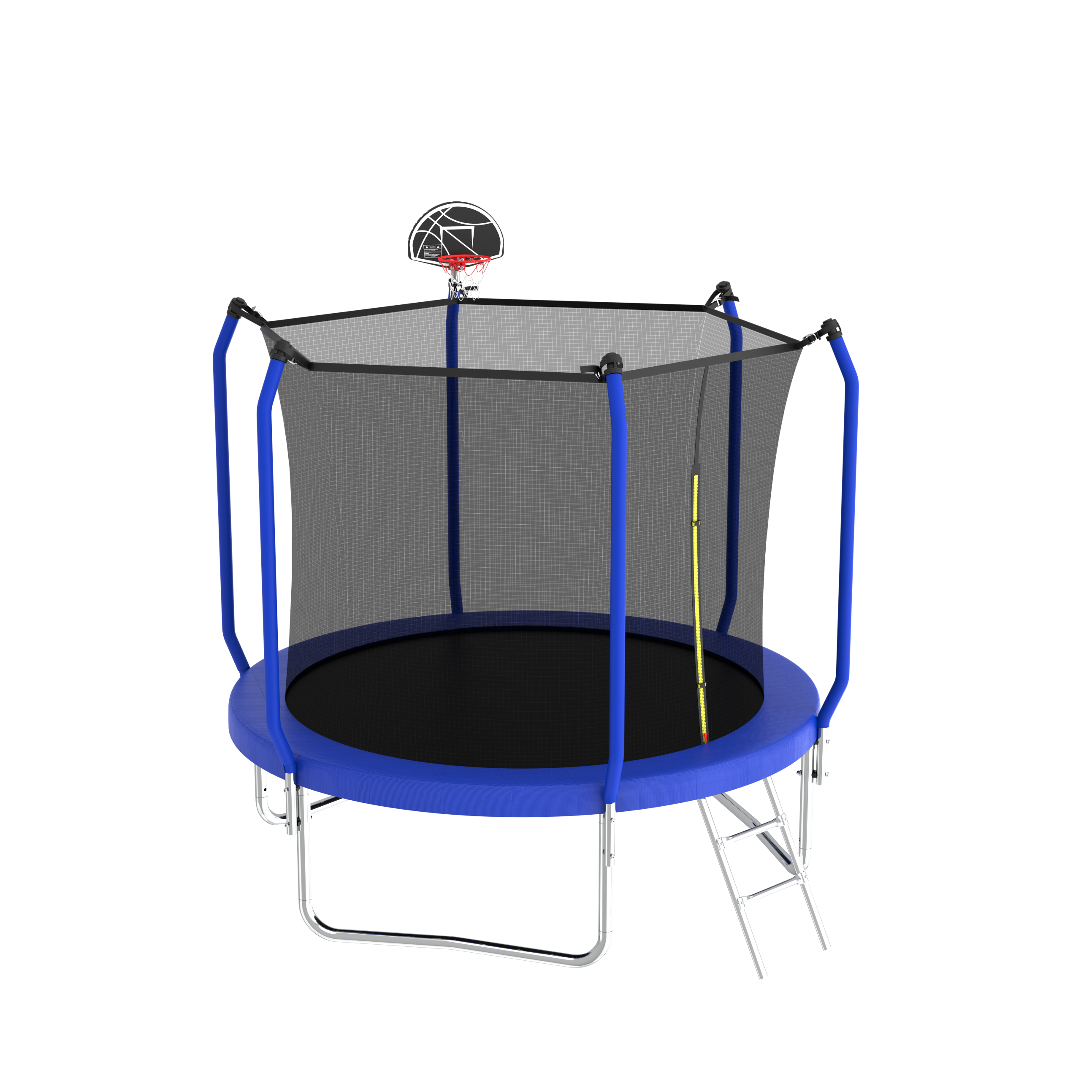 8 ft trampoline with steel ladder and backboard