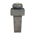 25.59'H Minimalist Concrete Column Fountain with LED Lighting, Gray Modern Outdoor Decor for Patio, Porch, and Garden