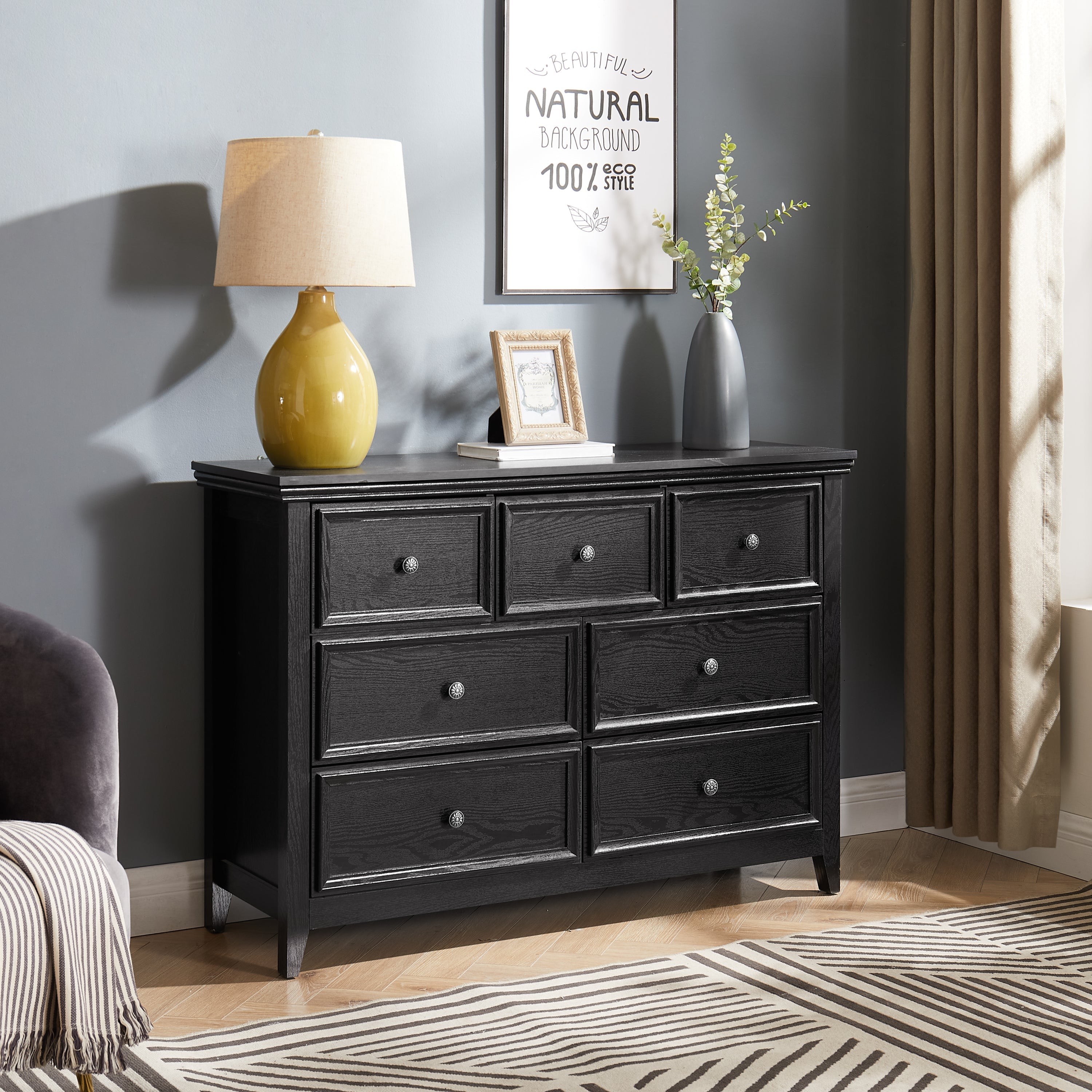 Modern 7-Drawer Dresser — Chest of Drawers Storage Cabinet