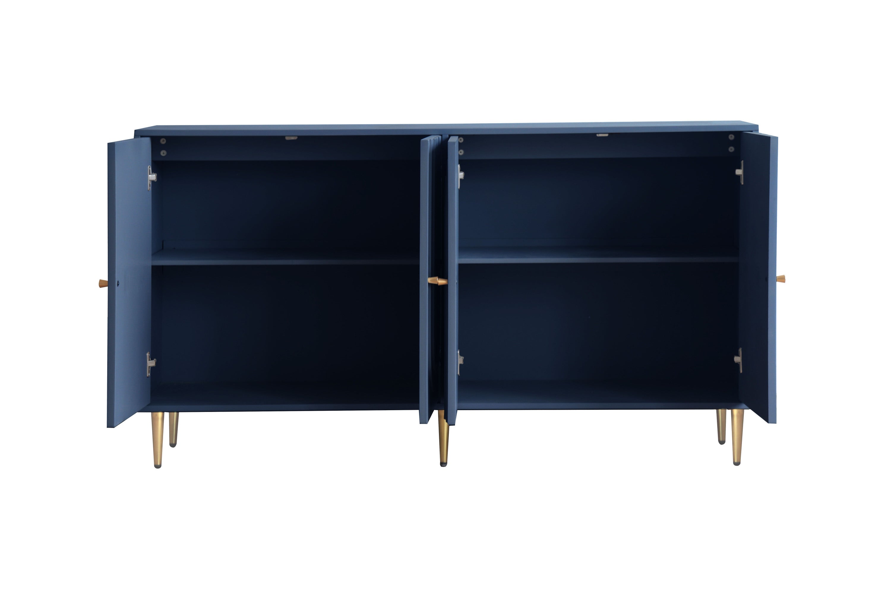 60" 4-Door Lacquered Sideboard — Gold Metal Legs & Knobs