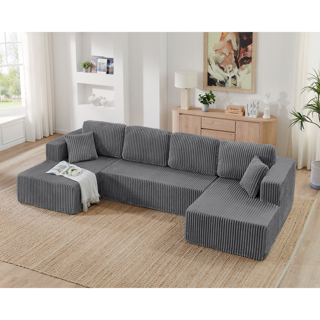 Compressed modular sectional sofa — angle view