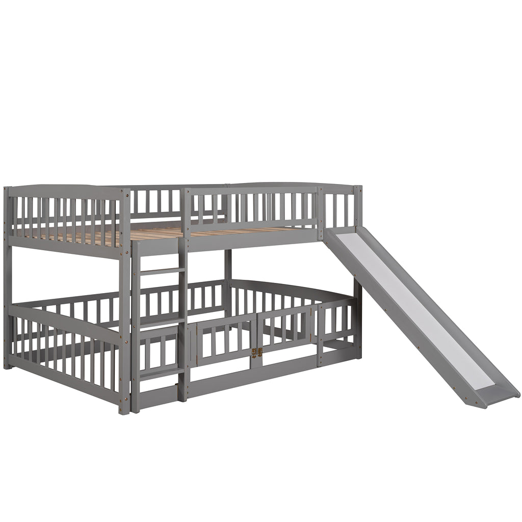 Low bunk bed slide and ladder switchable left or right layout