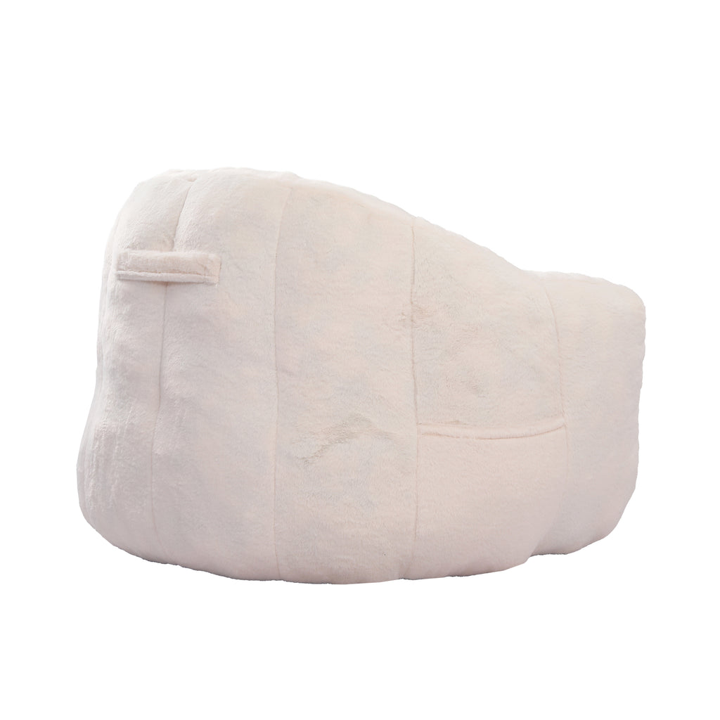 White faux fur bean bag lounger lifestyle photo
