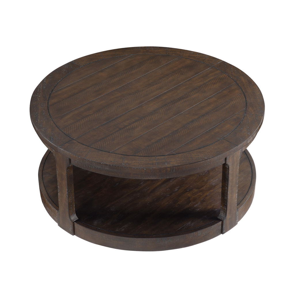 Rustic wooden center table two-tier design full view