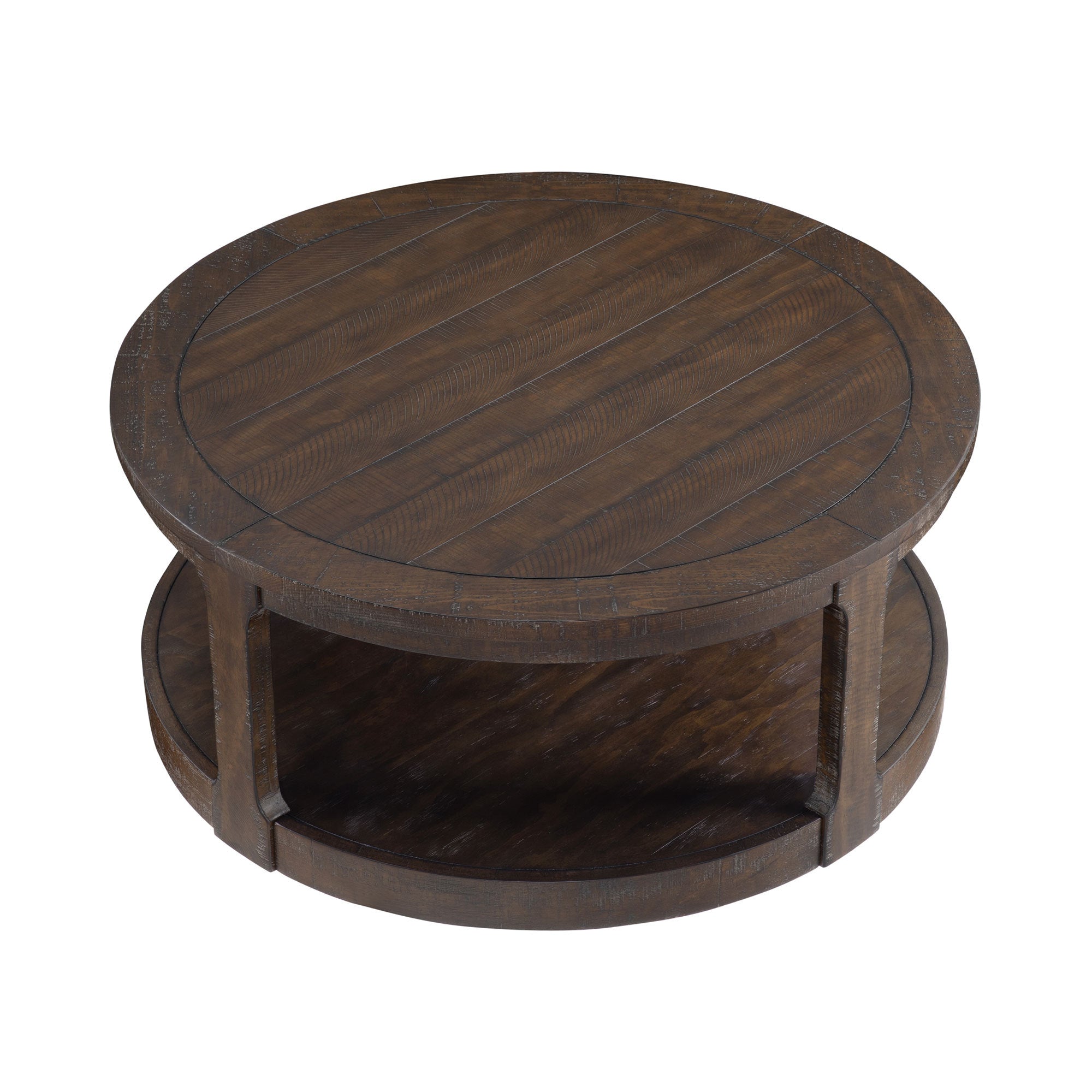 Rustic wooden center table two-tier design full view