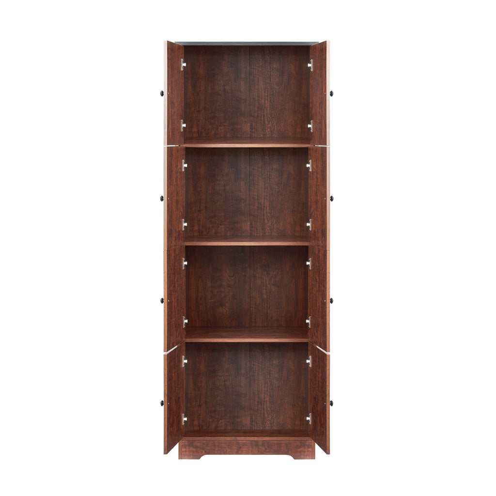 8-Door Tall Storage Cabinet — 72" Wall Storage with 4 Shelves