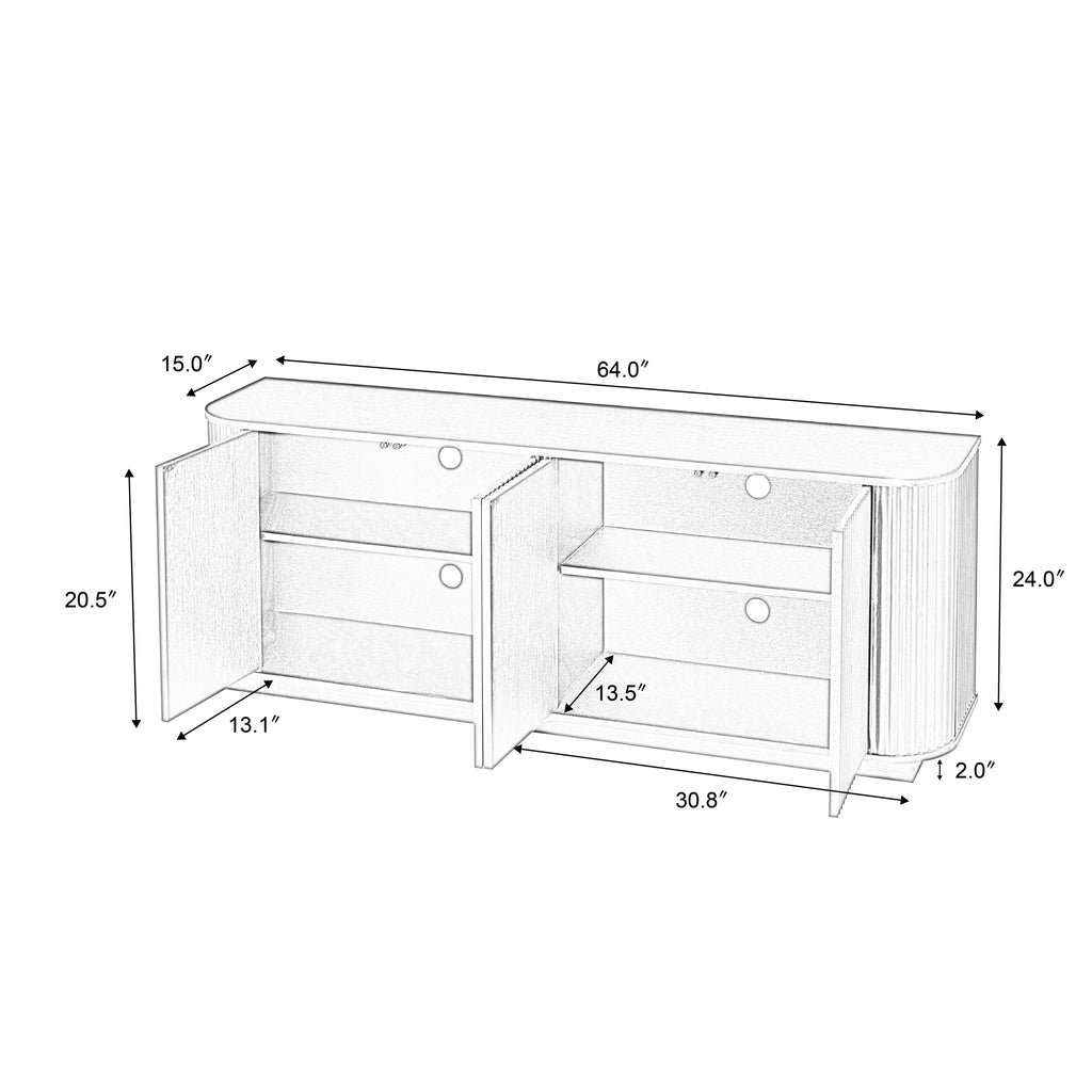 Walnut wave pattern buffet cabinet dining room setting