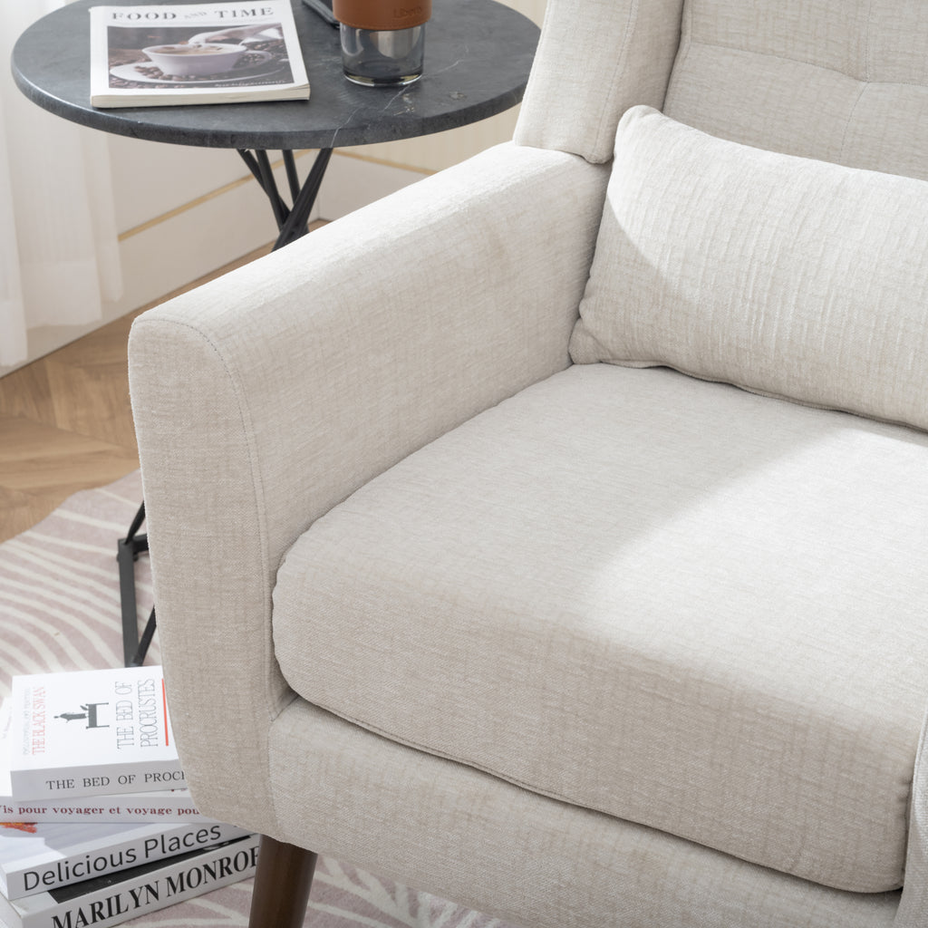 Soft chenille upholstery close-up — beige