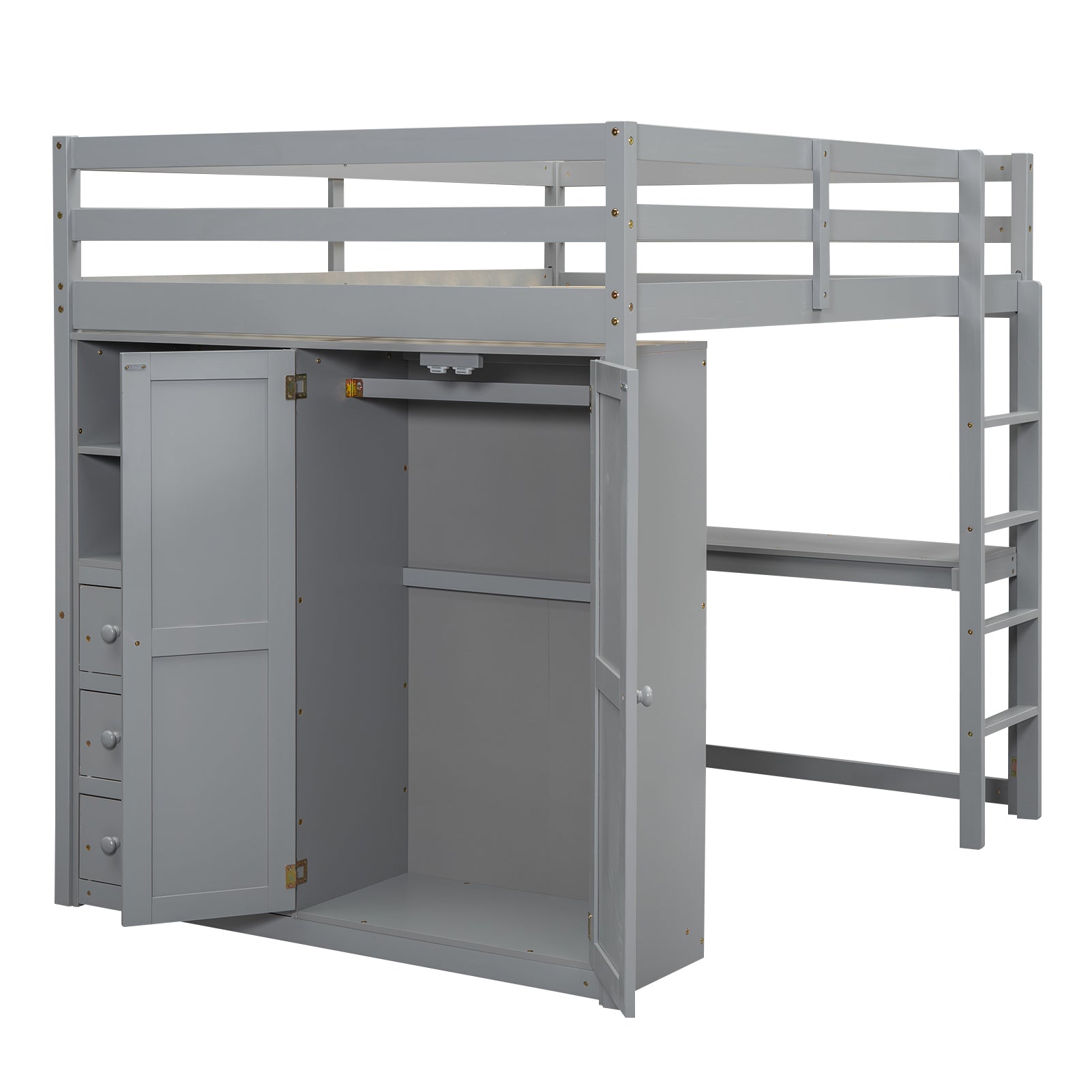 Loft bed ladder and guardrail safety detail