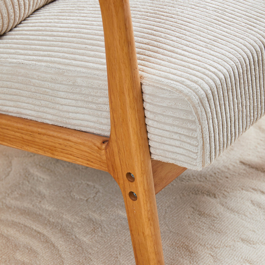 Cotton-filled seat cushion close-up