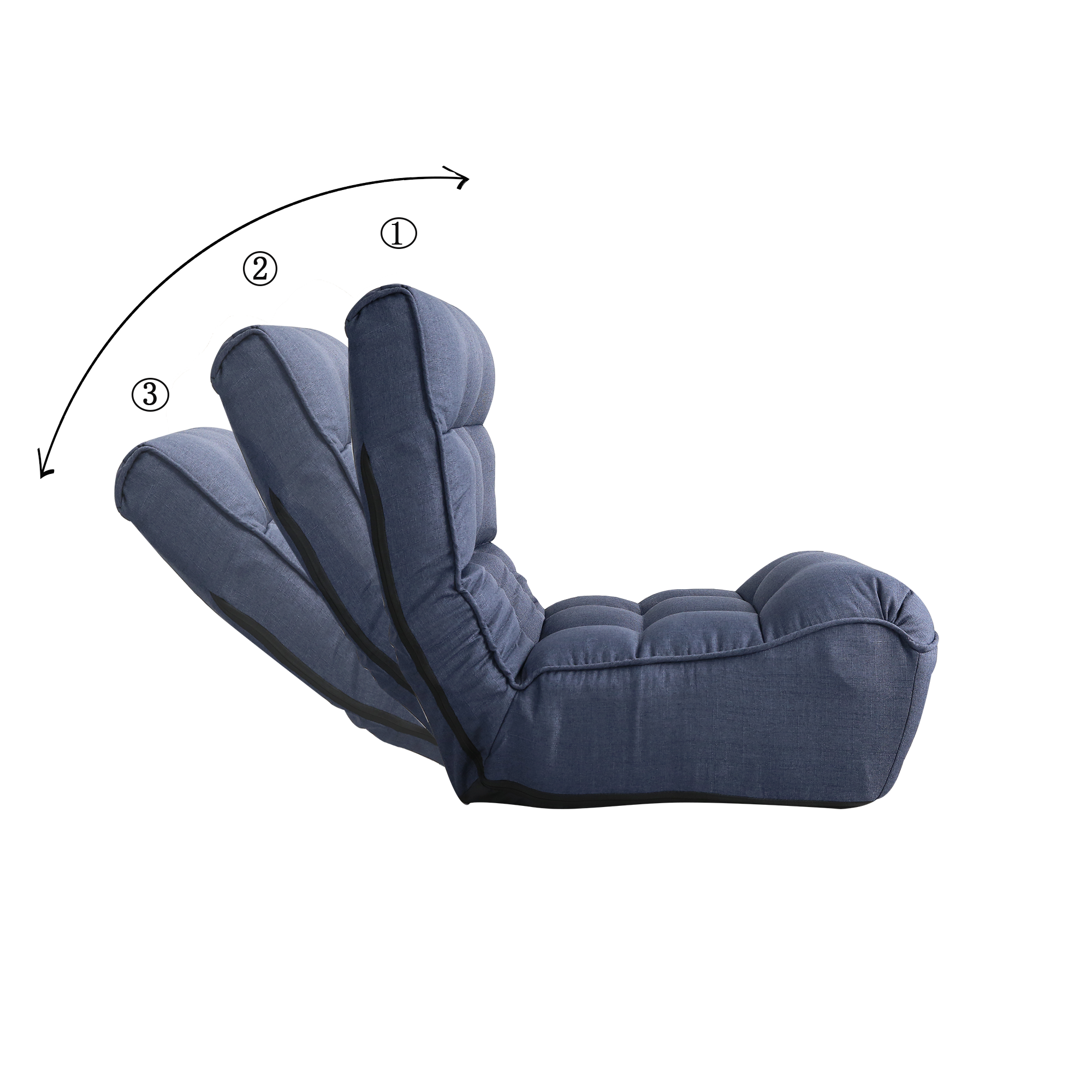Navy floor sofa chair adjustable lounging position