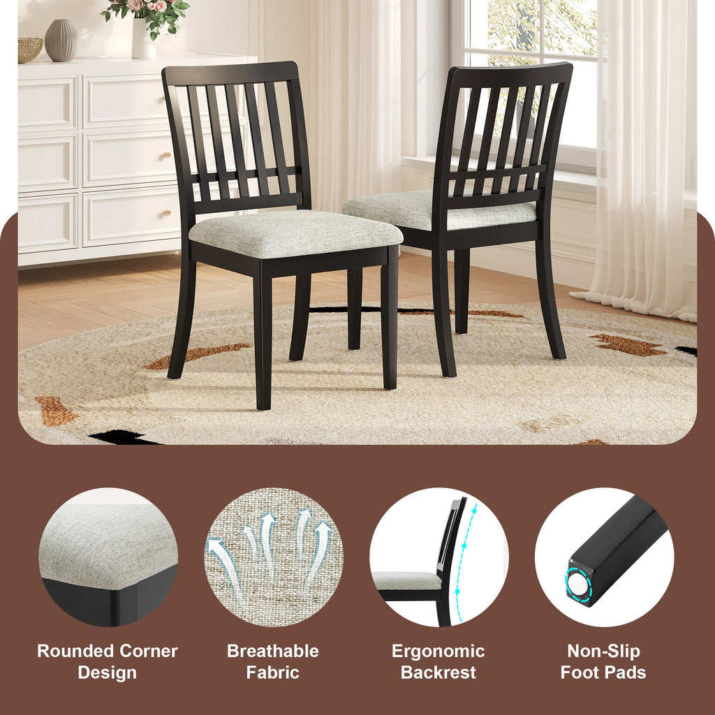 3-Piece Round Dining Table Set for 2 People, 1 Folding Wood Dining Table + 2 Upholstered Chairs, Space-Saving Design for Small Apartments and Dining Areas -LIGHT BROWN