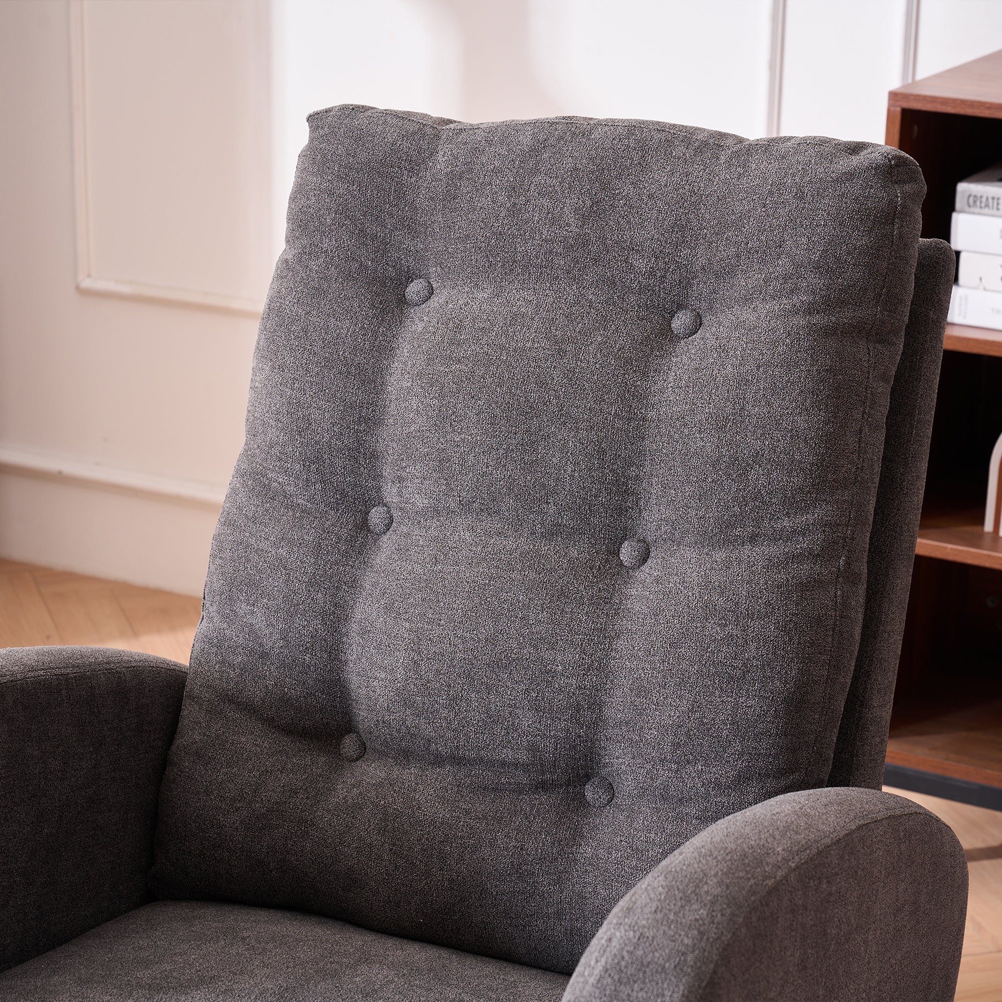 Matching footrest ottoman close-up