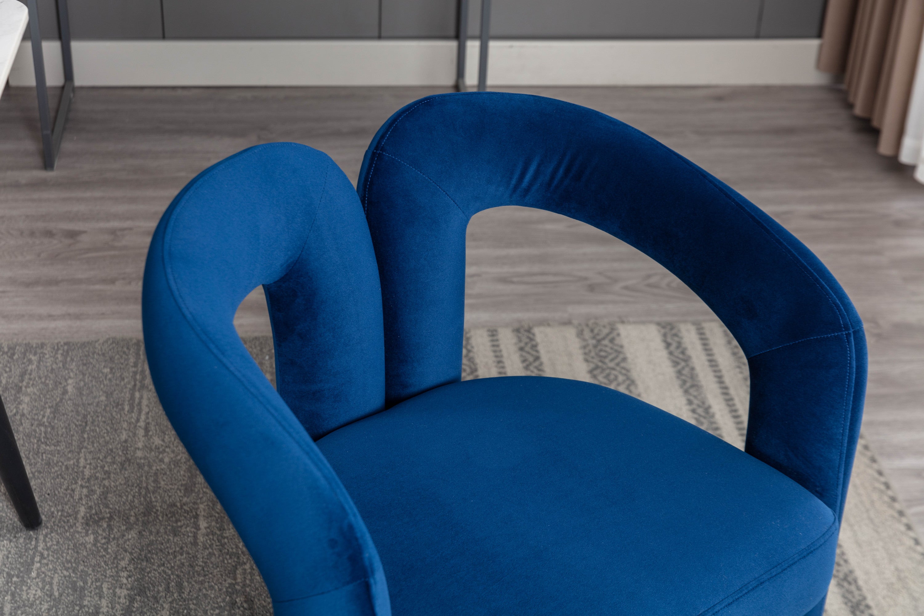 Velvet Barrel Accent Chair Set of 2 — Wood Legs