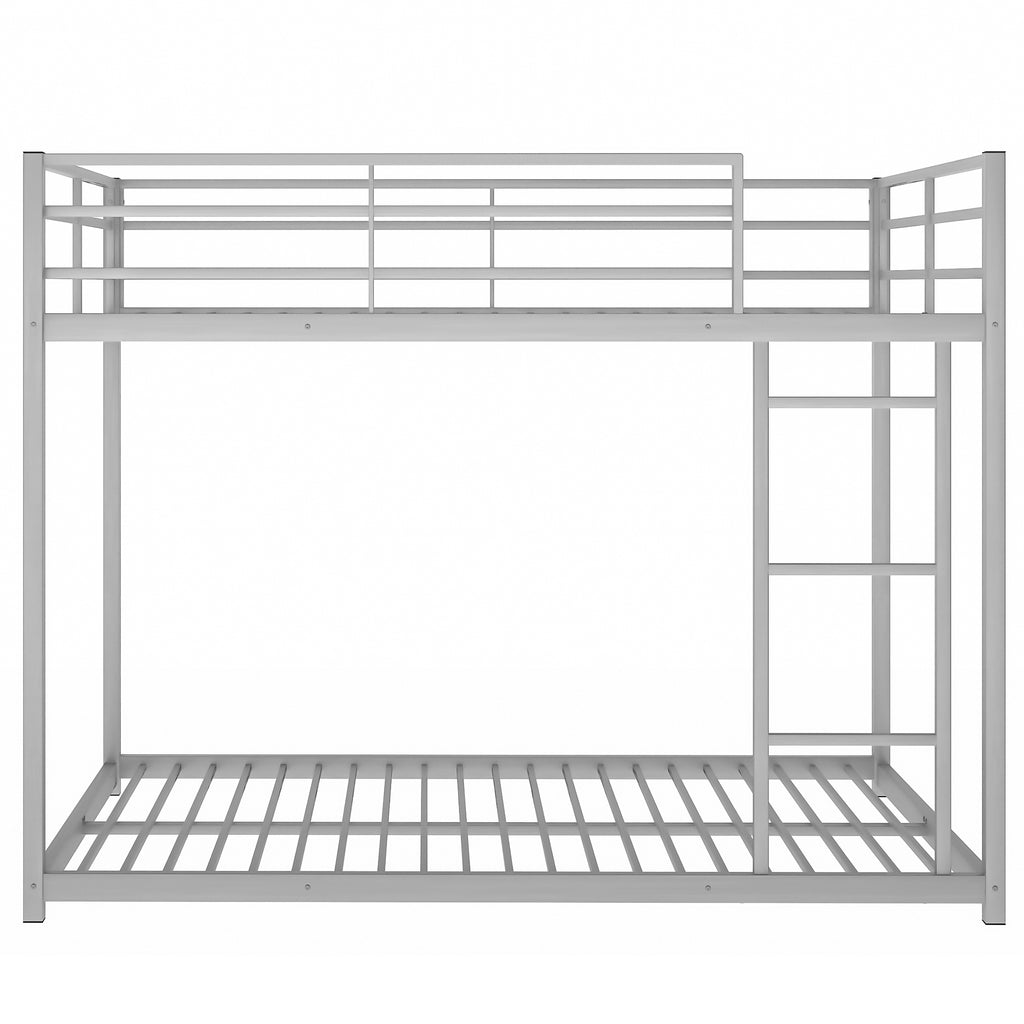 Full over full metal bunk bed in shared bedroom setting