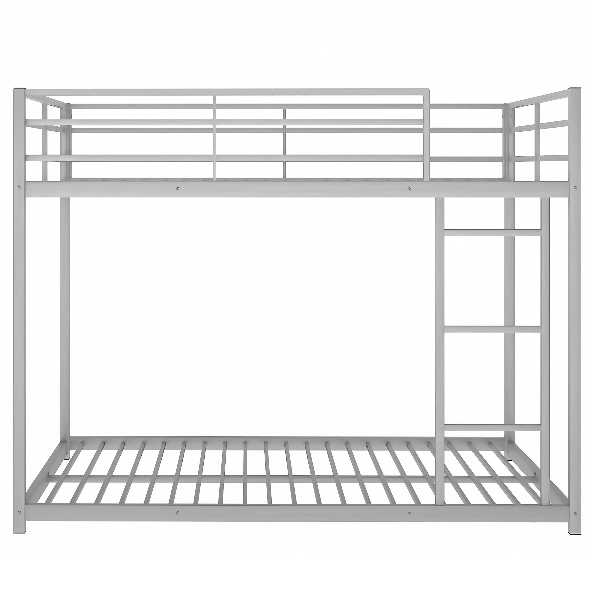 Full over full metal bunk bed in shared bedroom setting