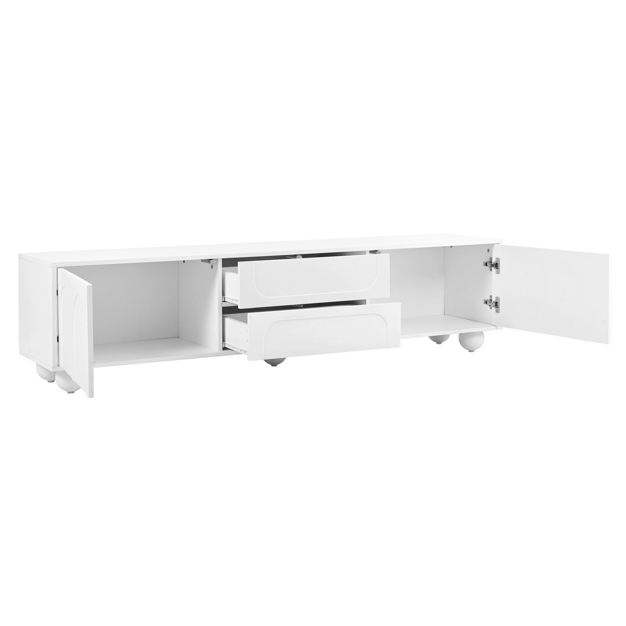 TV Stand with Arched Doors & 2 Drawers — for TVs Up to 75"