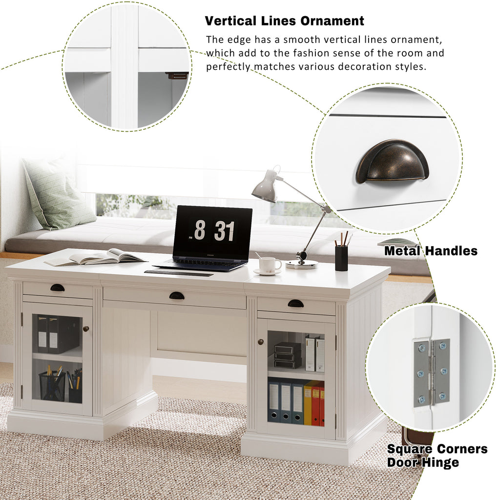 Hidden storage compartment under executive desk tabletop