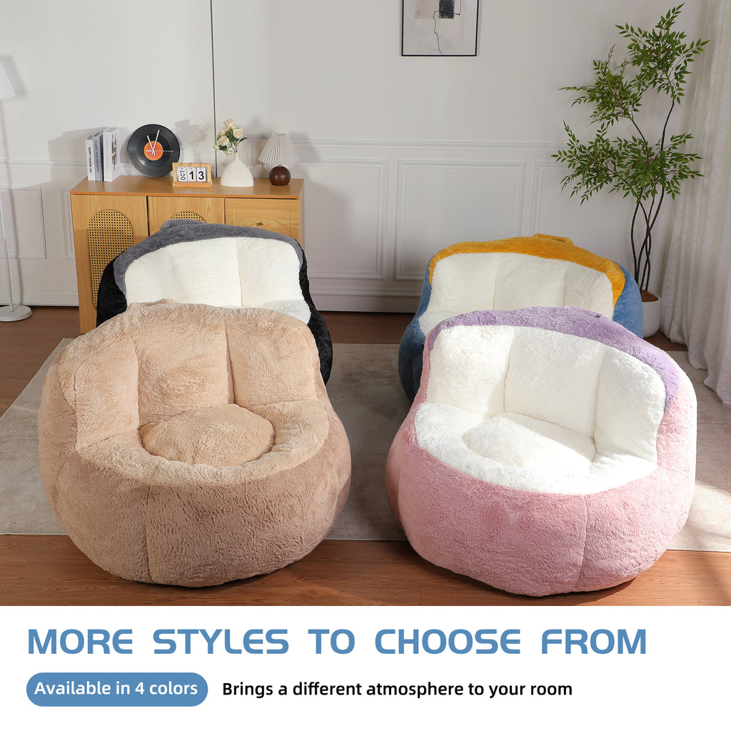 Faux fur bean bag carry handle detail