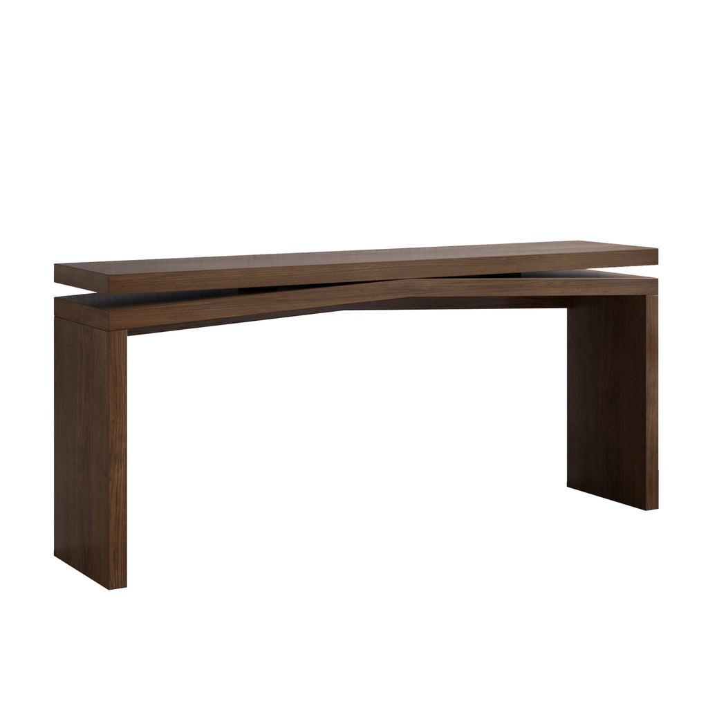 65-Inch Solid Wood Veneer Console Table, Long Farmhouse Entryway Sofa Table for Living Room, Hallway, Behind Couch, Apartment, Antique Brown