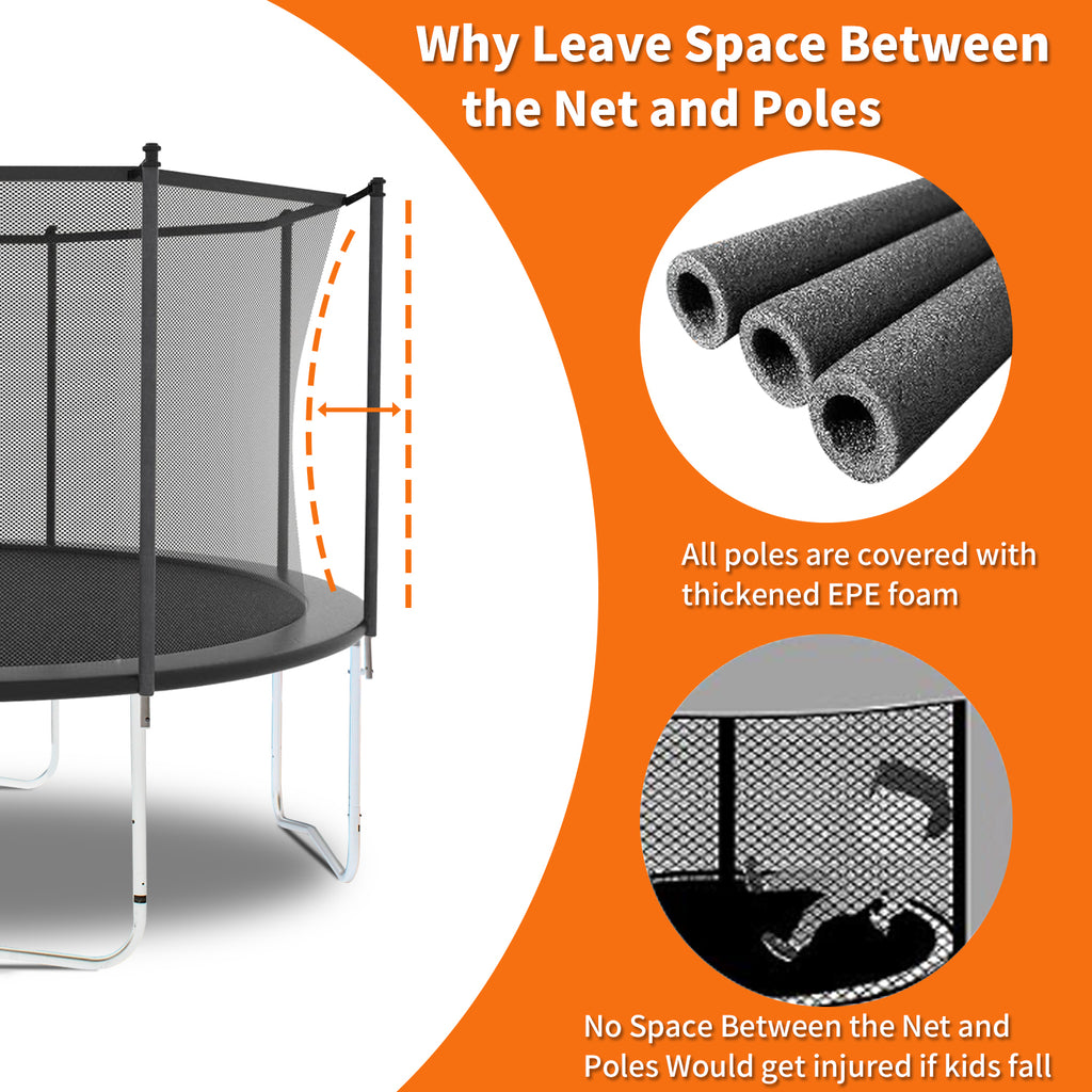 Outdoor trampoline safety enclosure net detail