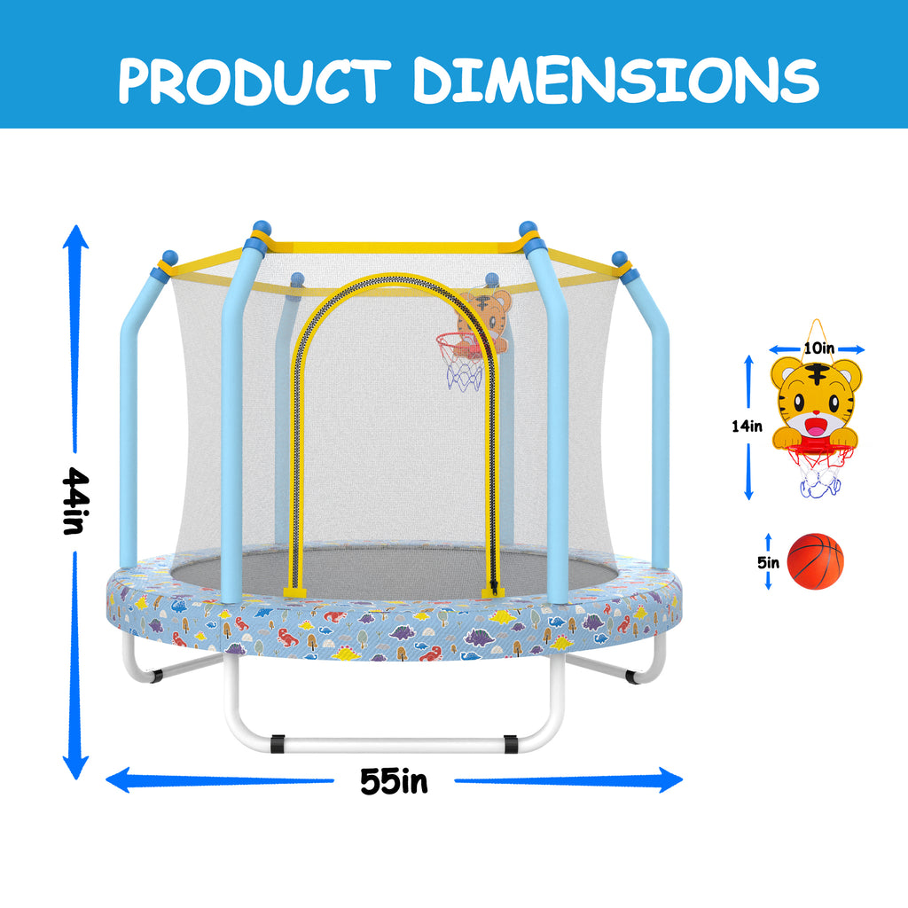 Toddler trampoline safety net sewn to jump mat detail