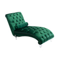 Emerald green velvet chaise lounge — front view