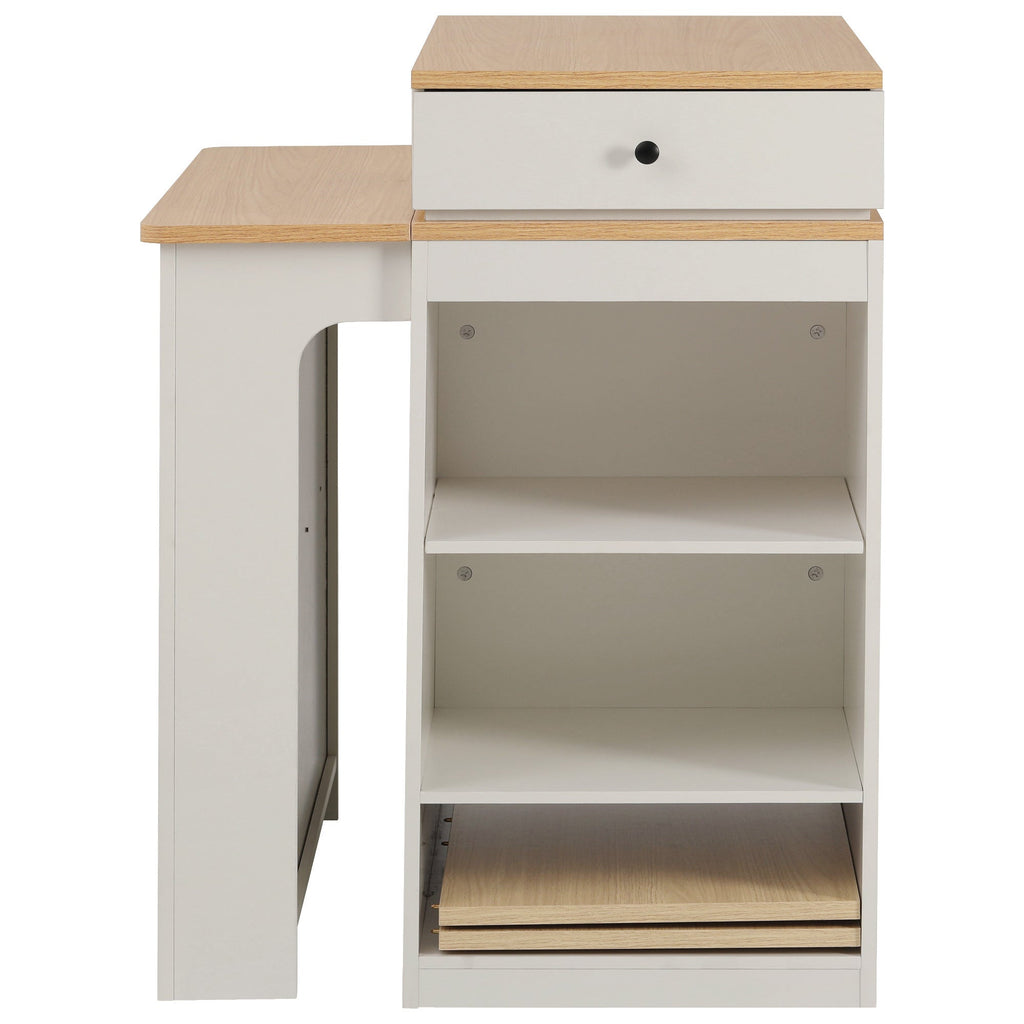 K&K 59.5' Kitchen Island with Extendable Dining Table, Kitchen Storage Table with Double-sided Storage, Kitchen Island with 2 Drawers, Power Outlet, Side Open Shelves, for Kitchen, Dining Room, Black
