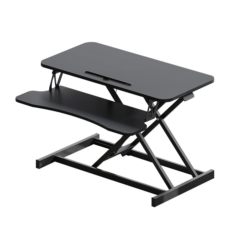 Black desk riser modern home office workstation layout