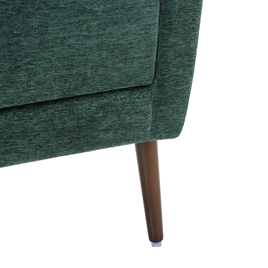 Blackish green chenille accent chair lifestyle view