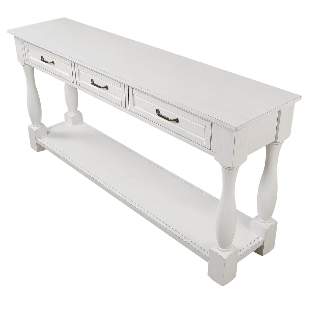 Long narrow hallway console table drawer front detail
