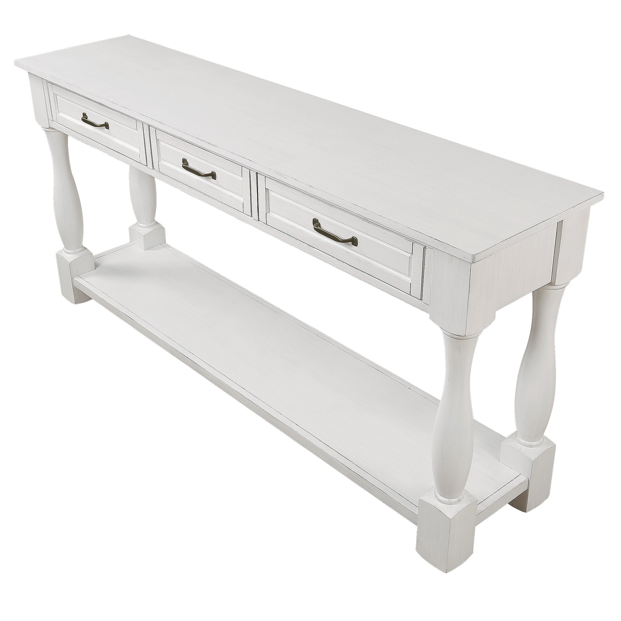 Long narrow hallway console table drawer front detail