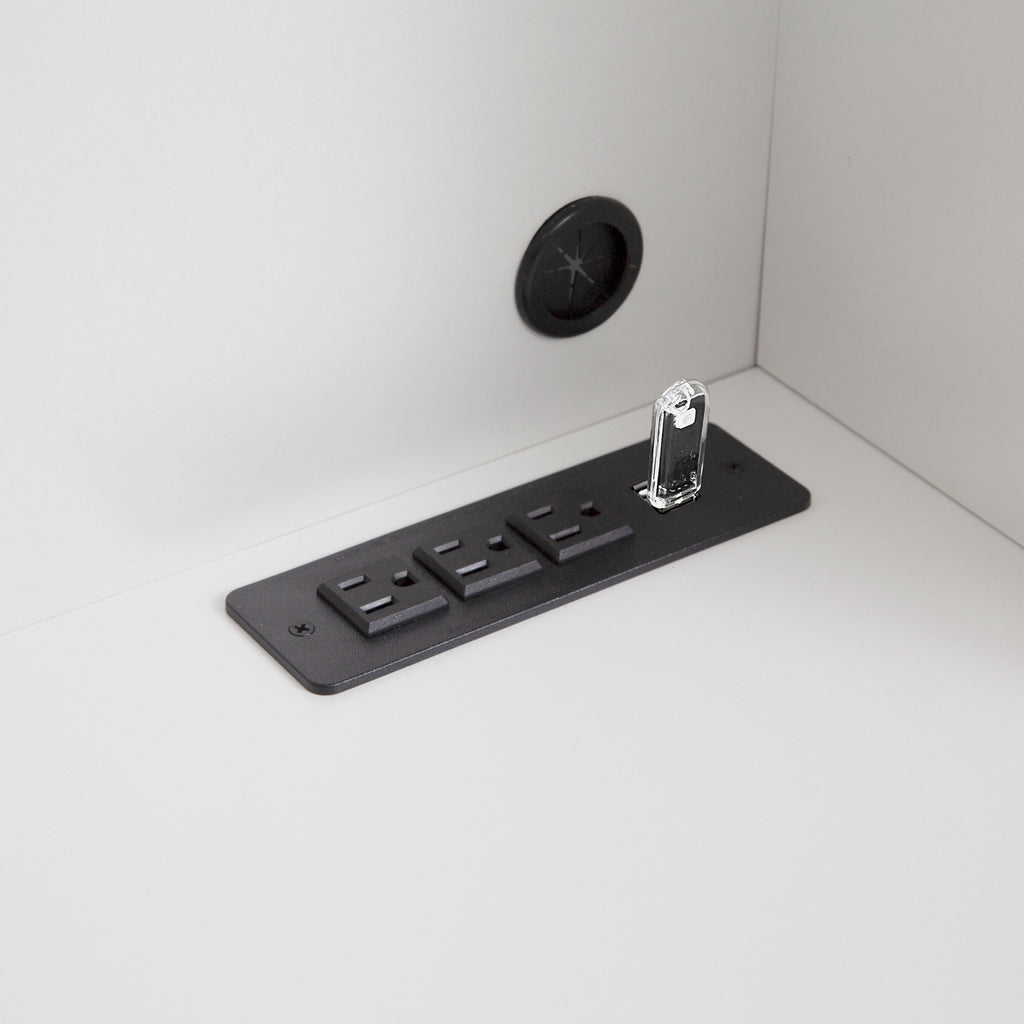 White computer desk with hutch bookshelf drawers and USB charging — product photo